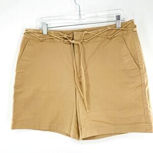 Chaps Khaki Cotton Bermuda Braid Cord Tie Shorts 12 Summer Beach Vacation